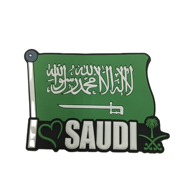 Clothing Wholesale Embossed 3d Free Sample Velcroes Soft Pvc Rubber Saudi National Day Custom Handmade Textile Label Patch