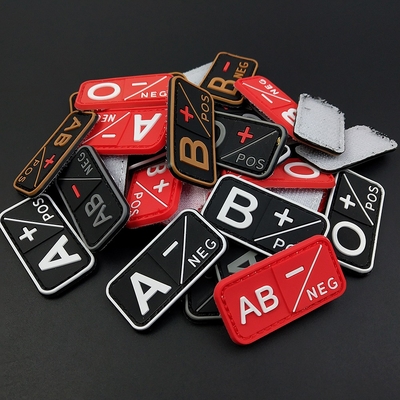 Negative Stickers Positive Blood Type Patch Pour Groupe Sanguin Medic PVC Rubber Badges Patch for Clothes