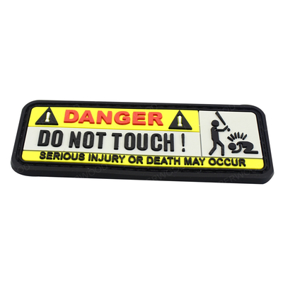 Clothing Accessory Backpack Warning Sign DANGER DO NOT TOUCH SERIOUS PVC Rubber 3d Patch