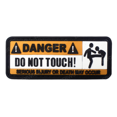 Clothing Accessory Backpack Warning Sign DANGER DO NOT TOUCH SERIOUS PVC Rubber 3d Patch