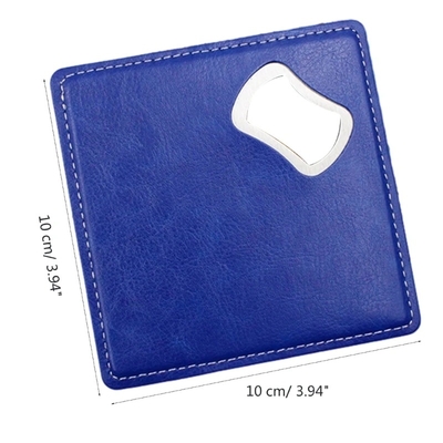 Small Presents Wedding Favors Square Pu Leathers Coaster Set Custom Beer Bottle Openers Tool