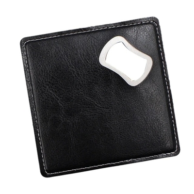 Small Presents Wedding Favors Square Pu Leathers Coaster Set Custom Beer Bottle Openers Tool