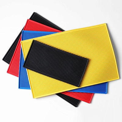Custom logo Branded PVC  Table Cup Water Proof Anti-skid Mat Cup  Counter Mat Rectangle Rubber Beer Bar Service Spill Mat