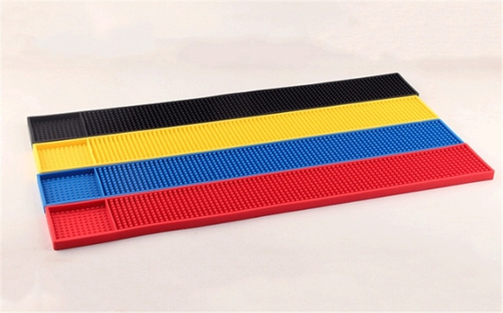 Custom logo Branded PVC  Table Cup Water Proof Anti-skid Mat Cup  Counter Mat Rectangle Rubber Beer Bar Service Spill Mat