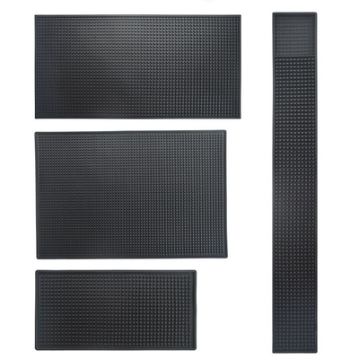 Black  Bar Service Spill Mat Rubber Dish Drying Runner Glass Drip Tray Beer Drink Rail Custom logo Bars Service Mat