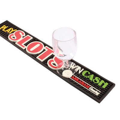 Drink Bar Rail Mat Spill Drinking Custom Pvc Silicone Rubber bar Mat Rubber with 3D Logo