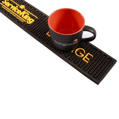 Drink Bar Rail Mat Spill Drinking Custom Pvc Silicone Rubber bar Mat Rubber with 3D Logo