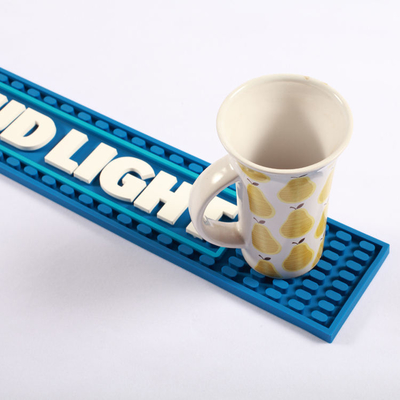 Drink Bar Rail Mat Spill Drinking Custom Pvc Silicone Rubber bar Mat Rubber with 3D Logo