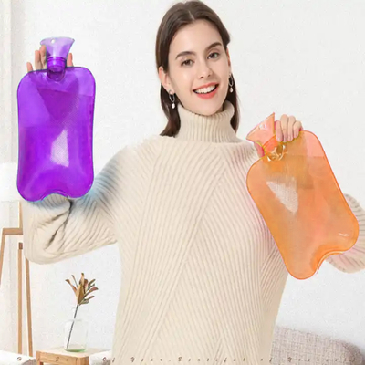 500ml Reusable Rechargeable Manufacture Rubber Silicon Pvc Transparent Winter Warm Hand Feet Warmer Hot Water Bottle Bag