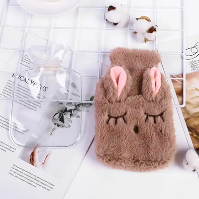 Bpa Free Reusable Rechargeable Manufacture Winter Rubber Silicone Pvc Transparent Plush Toy Hot Water Bottle Bag with Cover