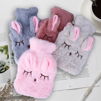 Bpa Free Reusable Rechargeable Manufacture Winter Rubber Silicone Pvc Transparent Plush Toy Hot Water Bottle Bag with Cover